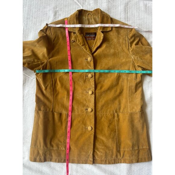 Stan Herman Studio M Medium Tan Leather Jacket 100% Leather Button Front Pockets - Picture 5 of 11
